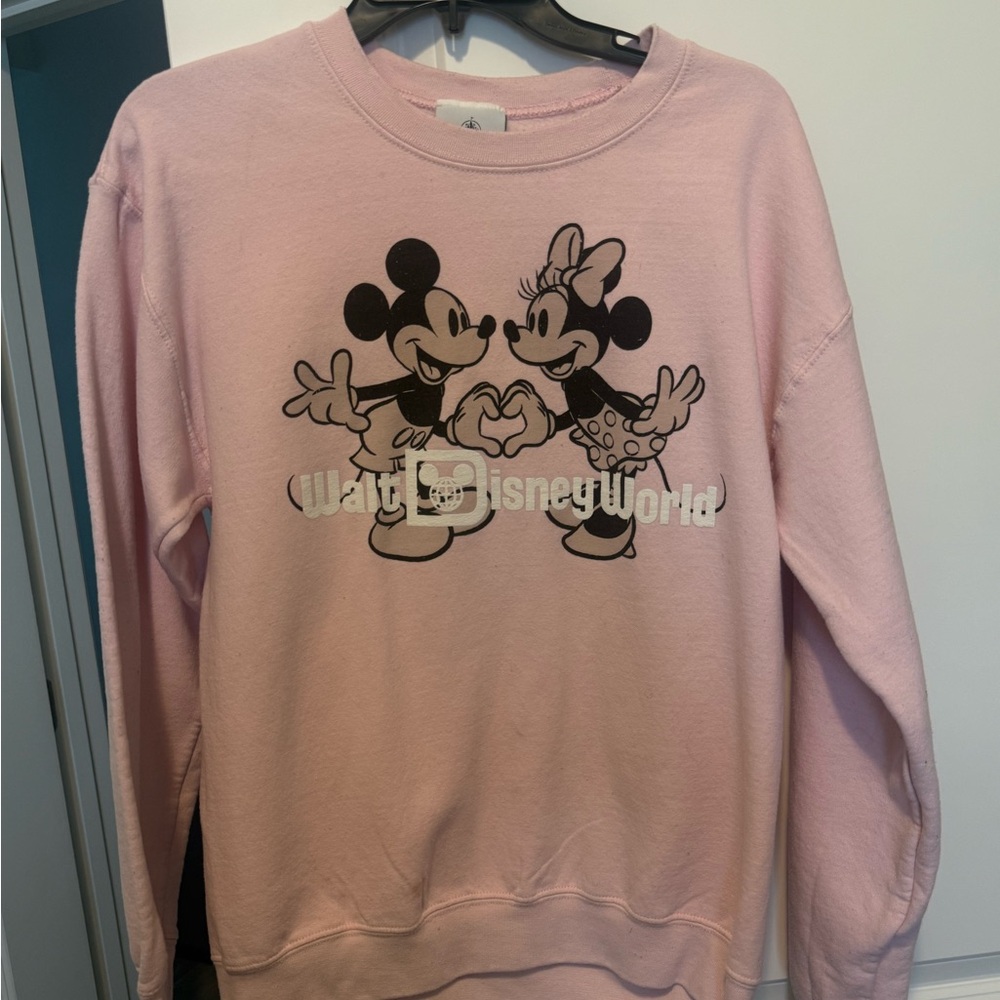 Disney Pink Crew Neck Sweater with Mickey and Minnie